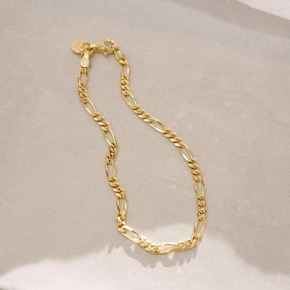 Daisy London 18ct Gold Plate Fine Figaro Chain Bracelet image 2
