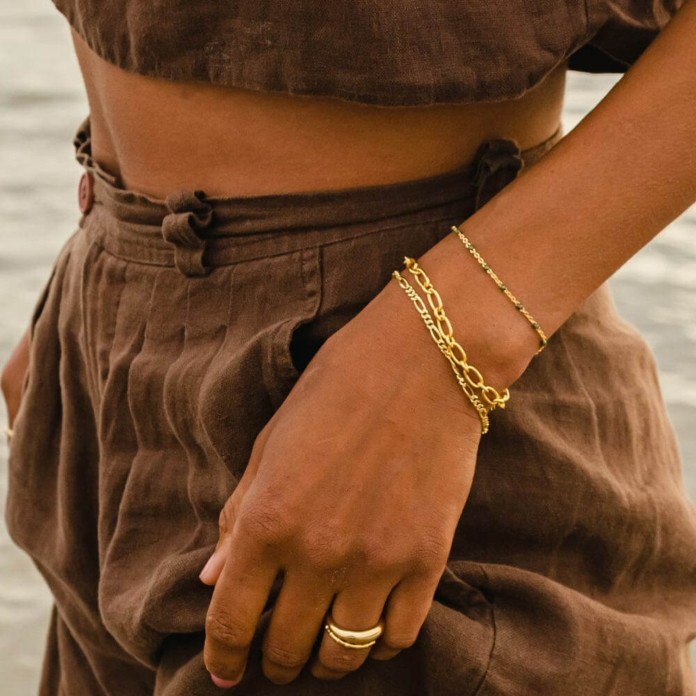 Daisy London 18ct Gold Plate Fine Figaro Chain Bracelet image 3