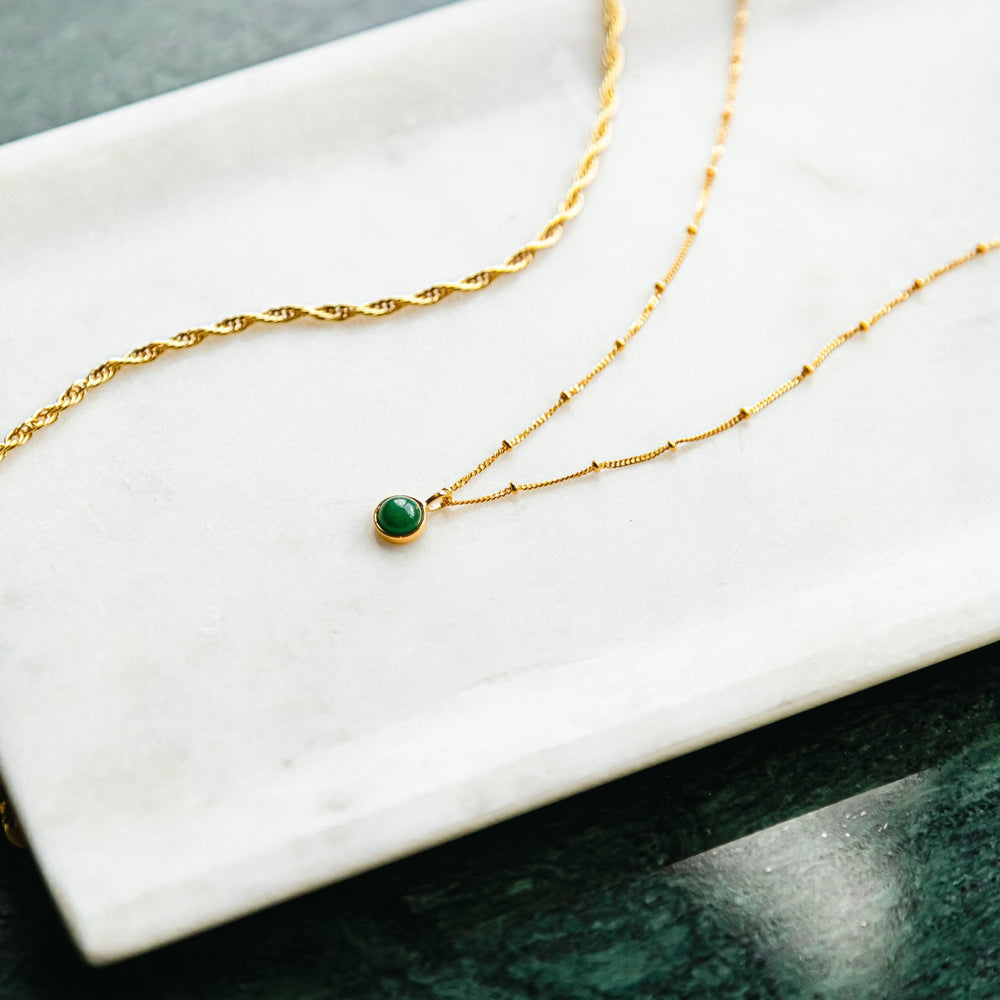 Daisy London 18ct Gold Plate Green Aventurine Healing Stone Necklace - MococoDaisy LondonHN2001_GP5056104131695Necklace