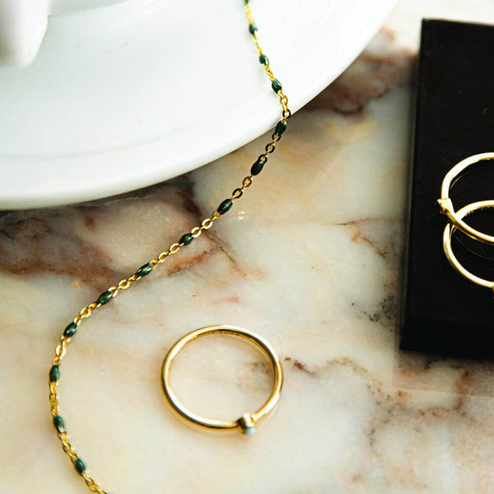 Daisy London 18ct Gold Plate Green Enamel Beaded Bracelet - MococoDaisy LondonBBR01_GPBracelets