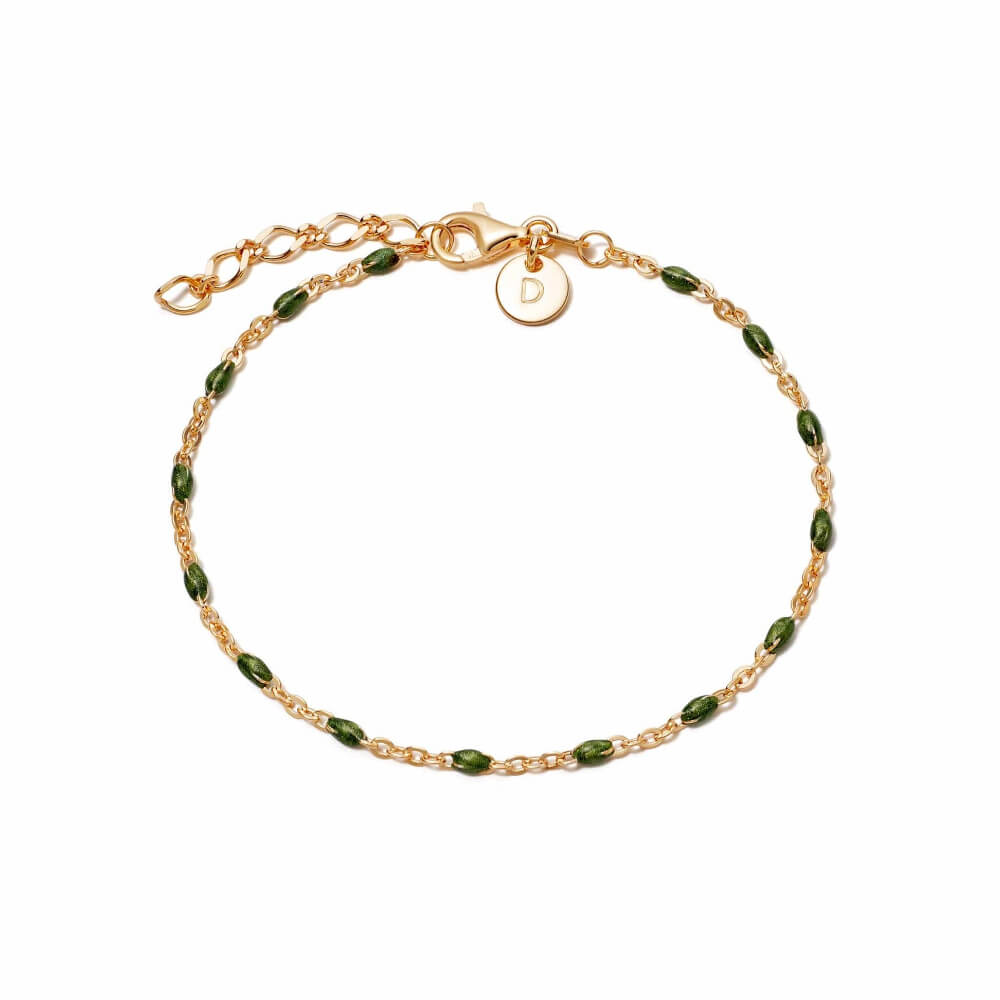 Daisy London 18ct Gold Plate Green Enamel Beaded Bracelet - MococoDaisy LondonBBR01_GPBracelets