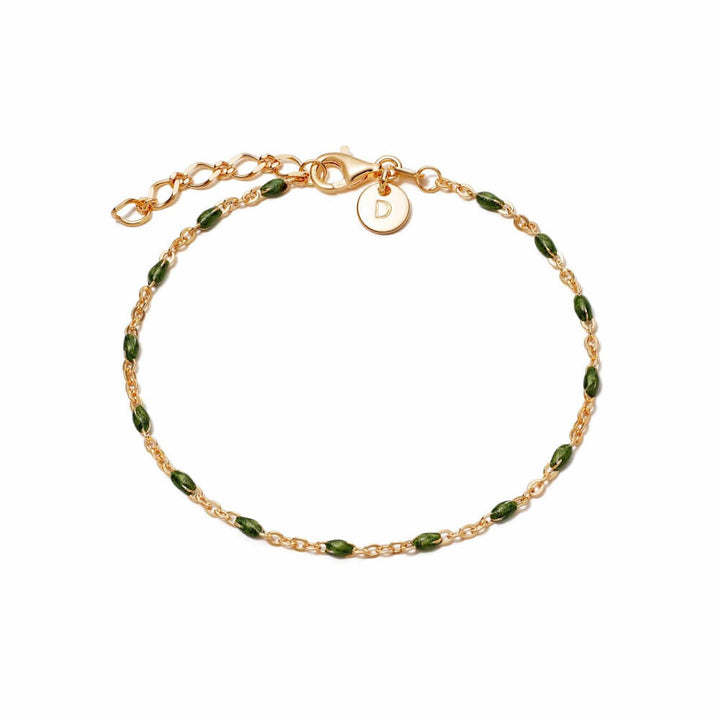 Daisy London 18ct Gold Plate Green Enamel Beaded Bracelet - MococoDaisy LondonBBR01_GPBracelets