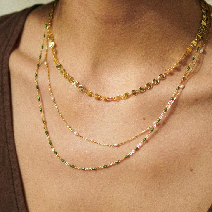 Daisy London 18ct Gold Plate Green Enamel Beaded Necklace image 2