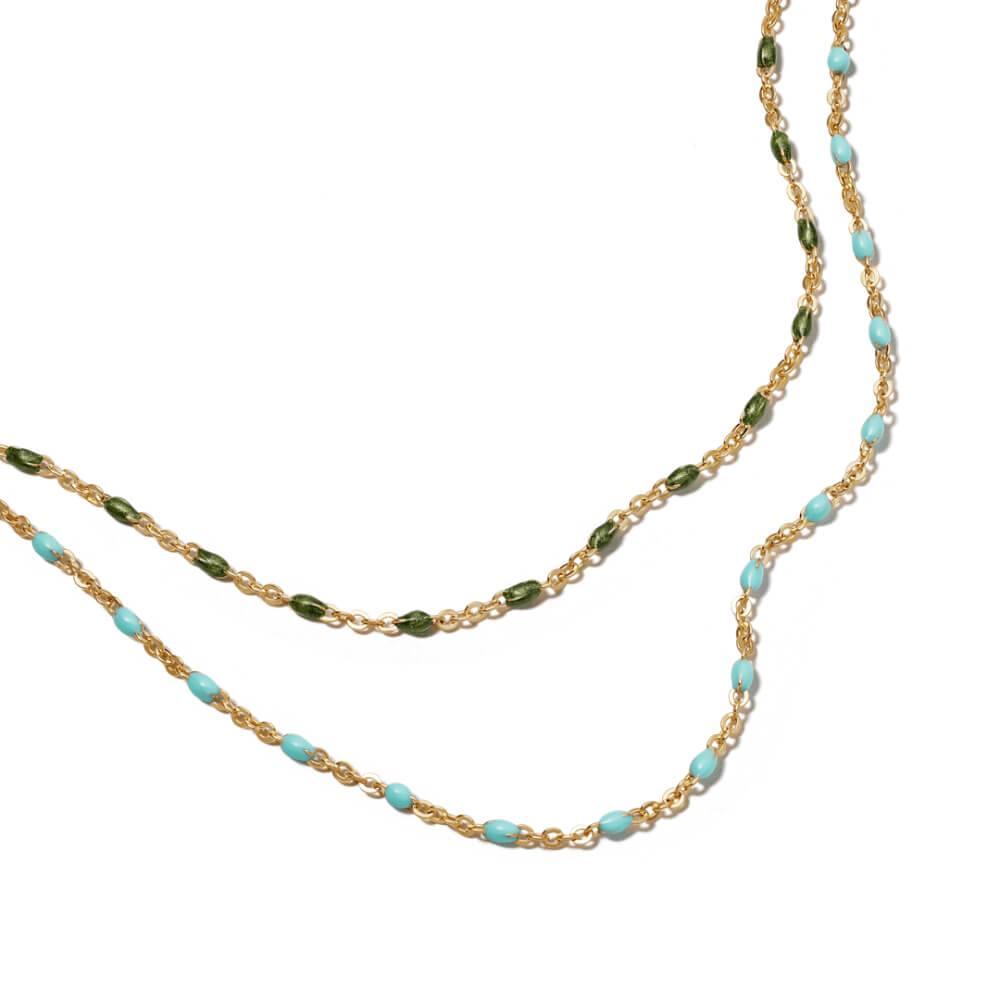 Daisy London 18ct Gold Plate Green Enamel Beaded Necklace image 4
