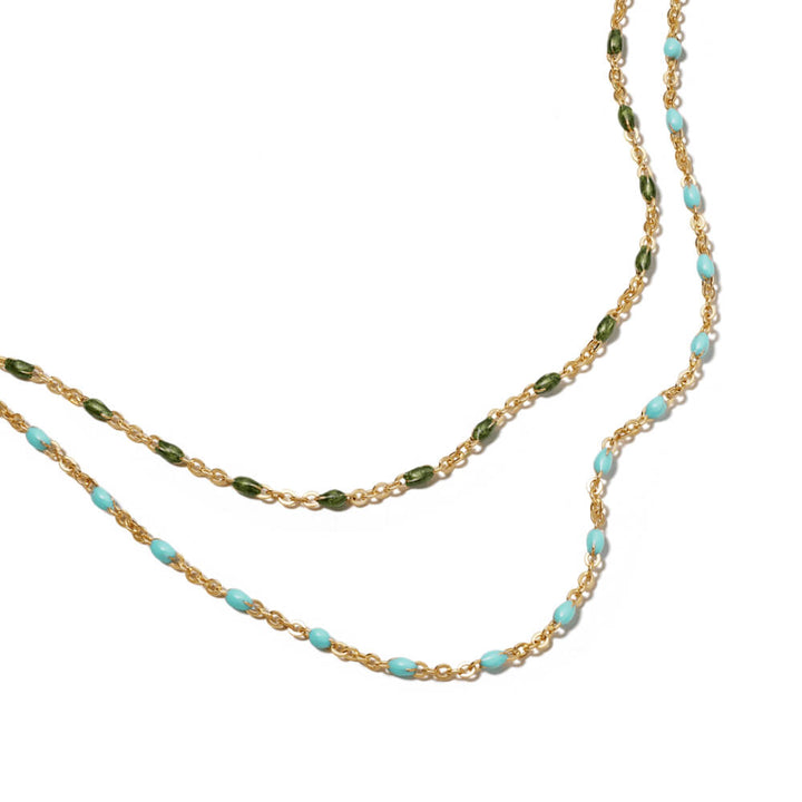 Daisy London 18ct Gold Plate Green Enamel Beaded Necklace image 4