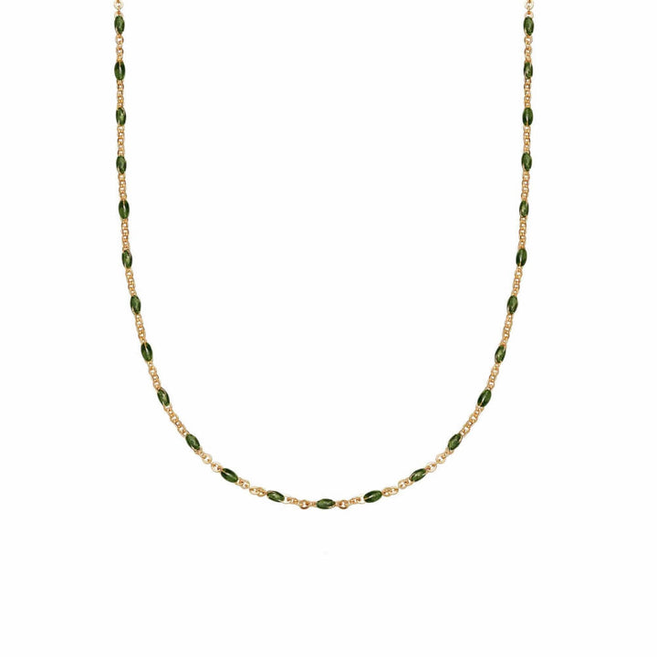 Daisy London 18ct Gold Plate Green Enamel Beaded Necklace image