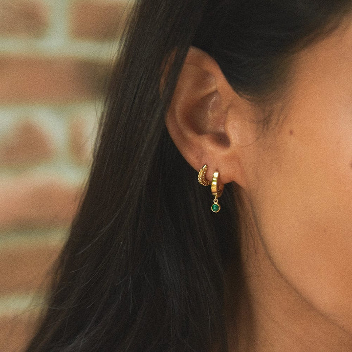 Daisy London 18ct Gold Plate Green Malachite Healing Huggie Hoops - MococoDaisy LondonHE3009_GPEarrings