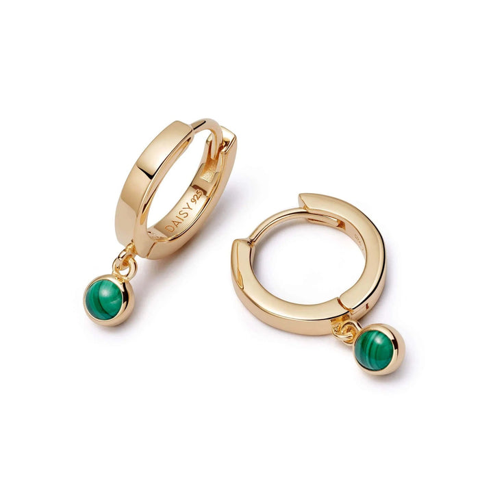 Daisy London 18ct Gold Plate Green Malachite Healing Huggie Hoops - MococoDaisy LondonHE3009_GPEarrings