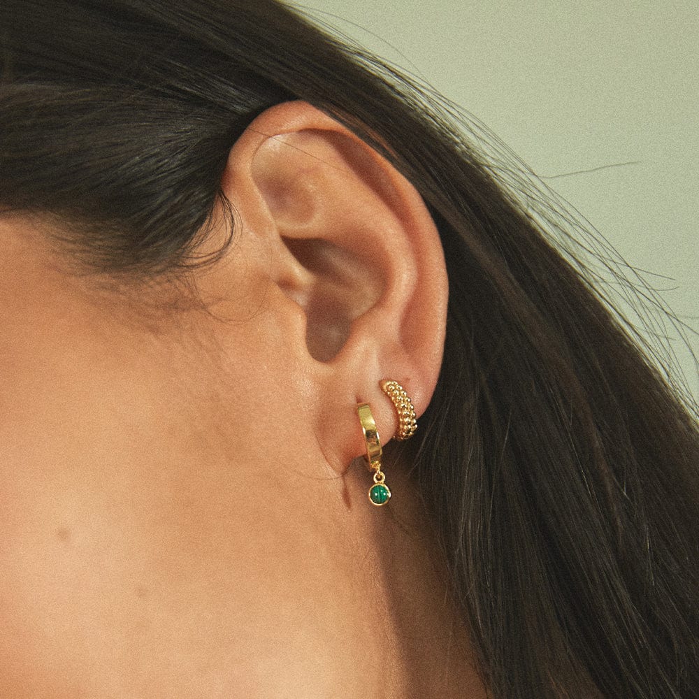 Daisy London 18ct Gold Plate Green Malachite Healing Huggie Hoops - MococoDaisy LondonHE3009_GPEarrings