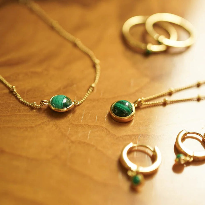 Daisy London 18ct Gold Plate Green Malachite Healing Stone Bracelet - MococoDaisy LondonHBR1009_GPBracelets