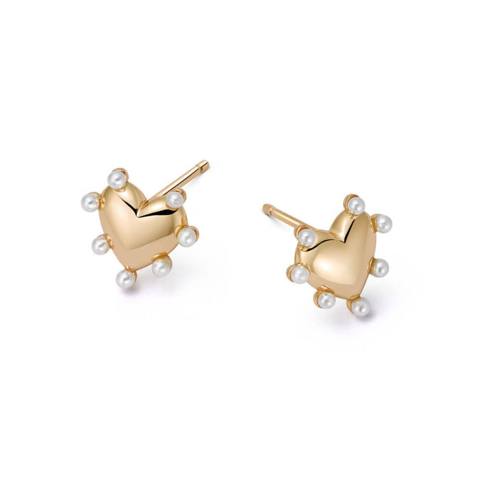 Daisy London 18ct Gold Plate Heart Pearl Stud Earrings - MococoDaisy LondonHTE02_GPEarrings