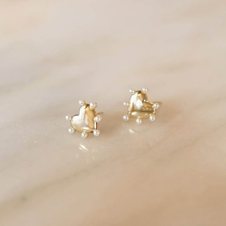 Daisy London 18ct Gold Plate Heart Pearl Stud Earrings - MococoDaisy LondonHTE02_GPEarrings