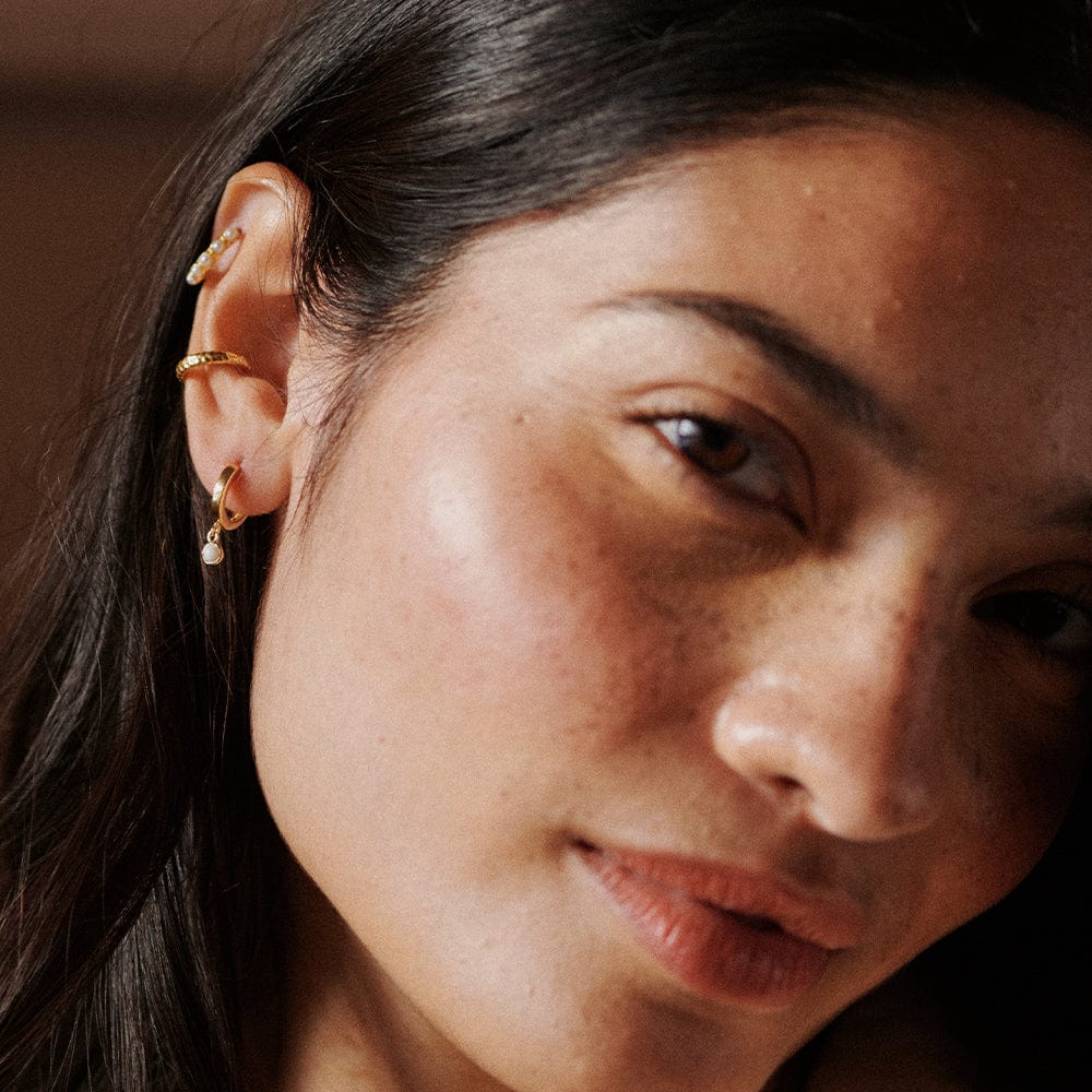 Daisy London 18ct Gold Plate Howlite Healing Huggie Hoops - MococoDaisy LondonHE3006_GP5056104108970Earrings