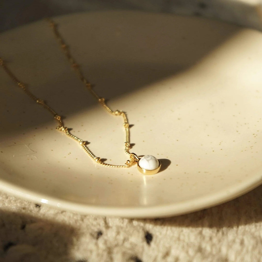 Daisy London 18ct Gold Plate Howlite Healing Stone Necklace - MococoDaisy LondonHN1006_GP5056104103630Necklaces