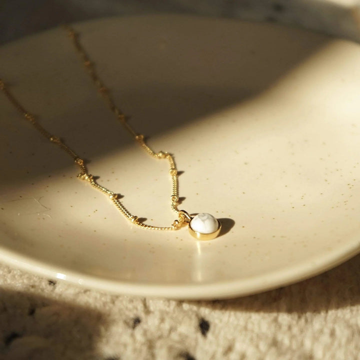 Daisy London 18ct Gold Plate Howlite Healing Stone Necklace - MococoDaisy LondonHN1006_GP5056104103630Necklaces