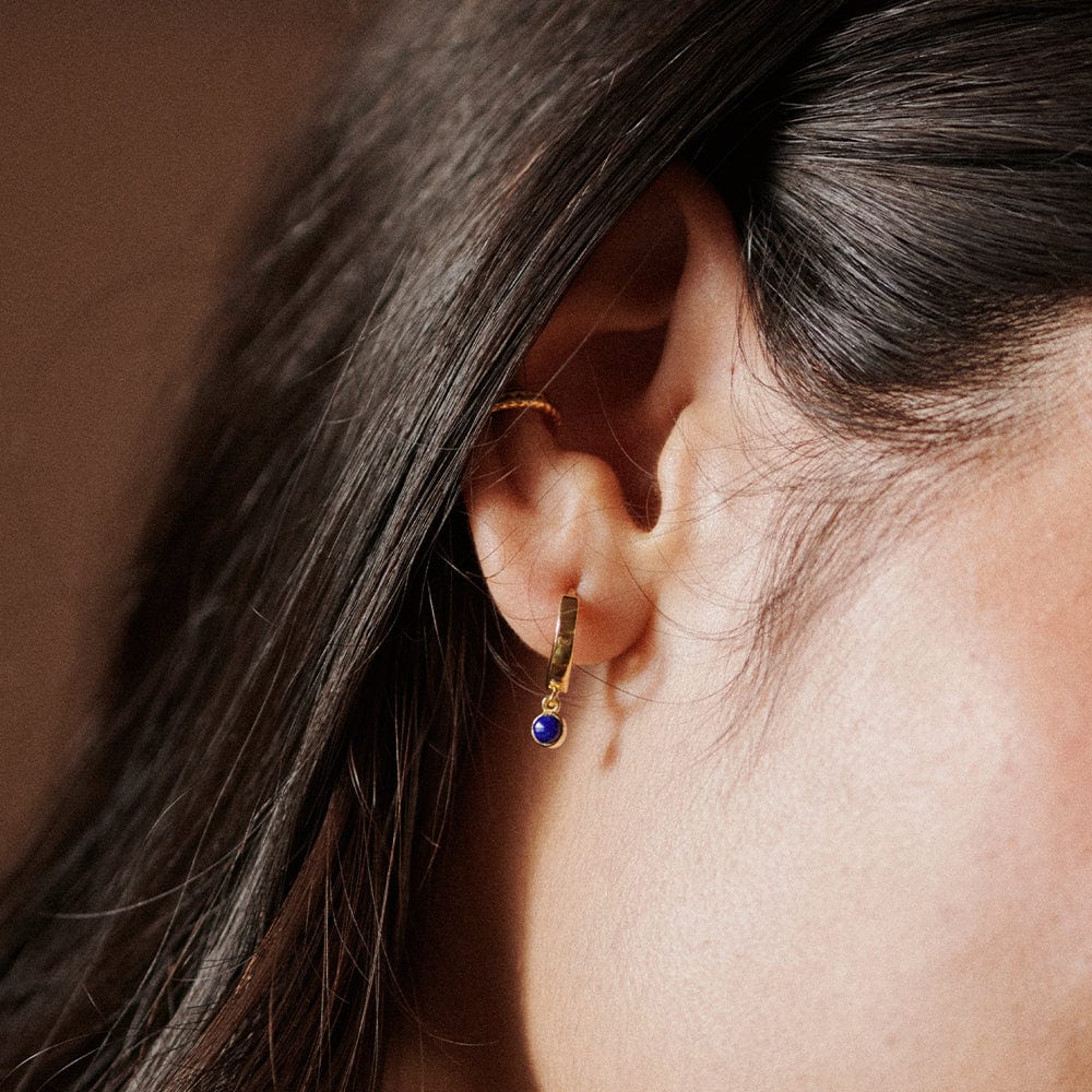 Daisy London 18ct Gold Plate Lapis Healing Huggie Hoops - MococoDaisy LondonHE3004_GP5056104108932Earrings