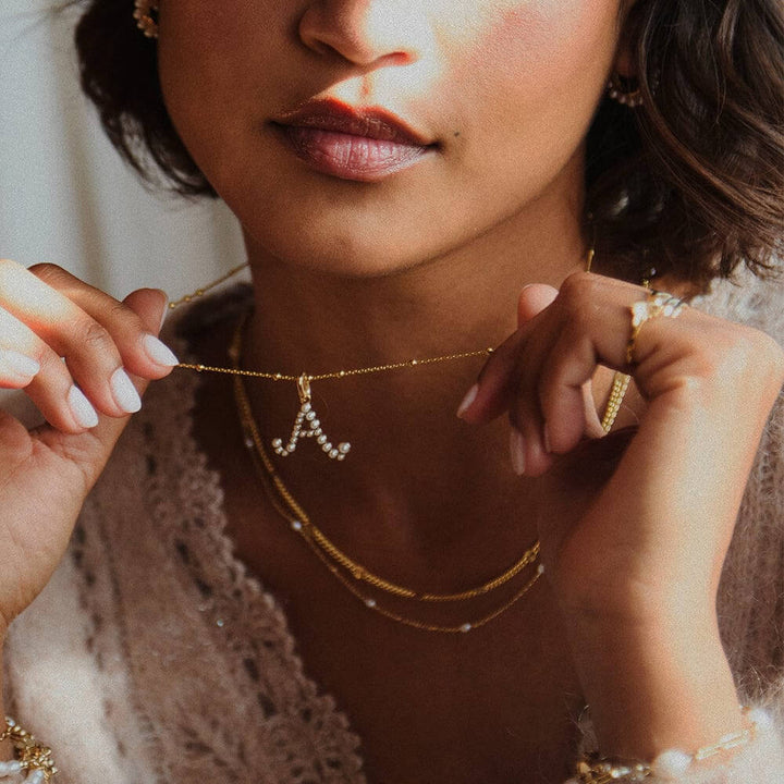 Daisy London 18ct Gold Plate Letter A Pearl Initial Charm Necklace - MococoDaisy LondonBN_ANecklaces