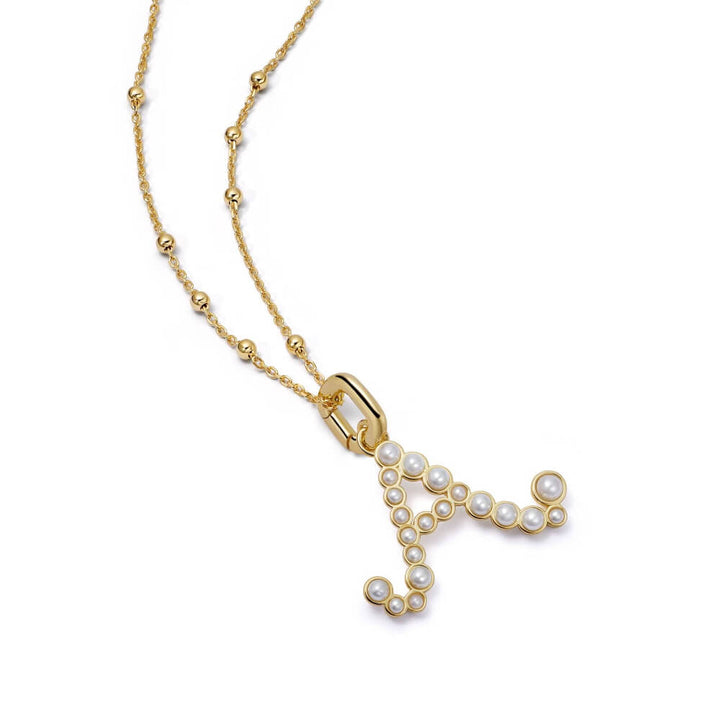 Daisy London 18ct Gold Plate Letter A Pearl Initial Charm Necklace - MococoDaisy LondonBN_ANecklaces