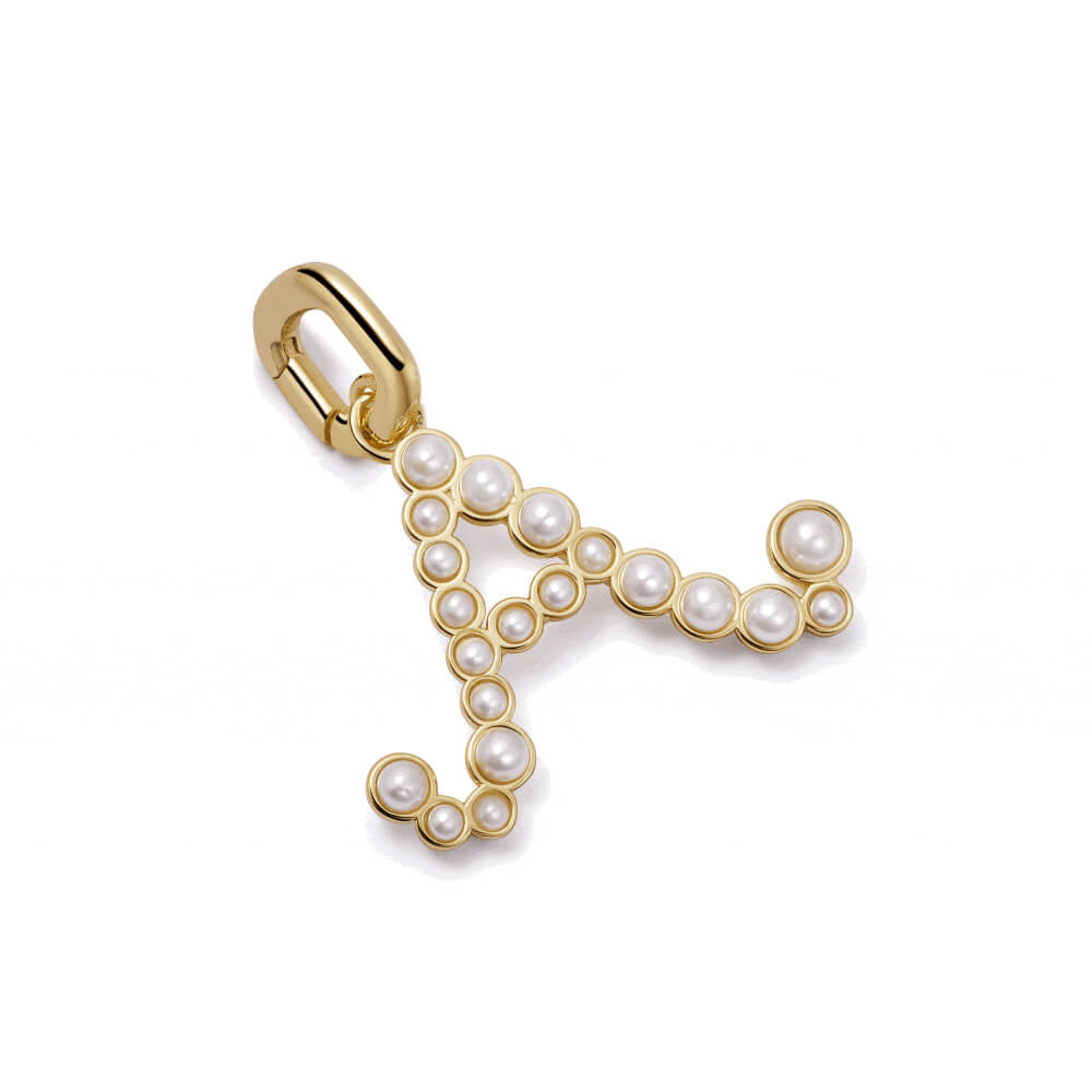 Daisy London 18ct Gold Plate Letter A Pearl Initial Charm Pendant - MococoDaisy LondonPBN_ACharms & Pendants