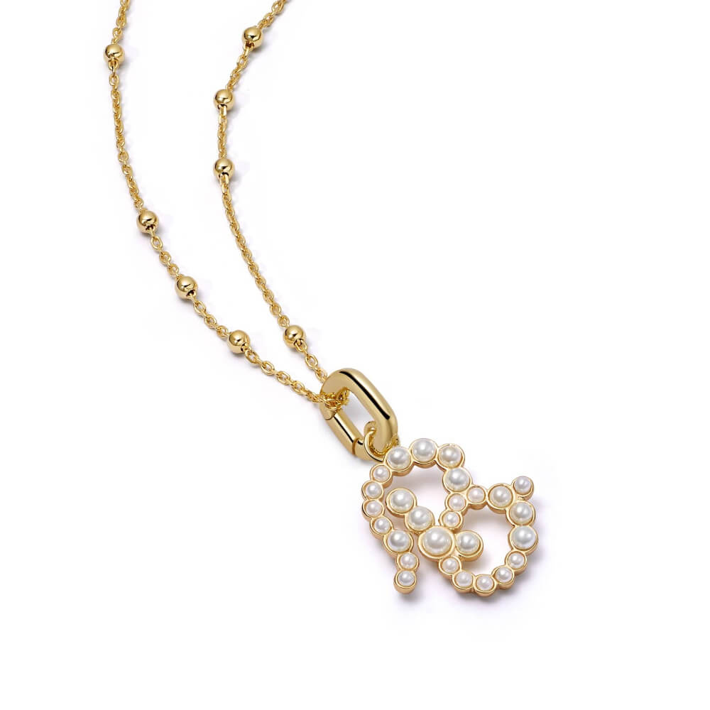 Daisy London 18ct Gold Plate Letter B Pearl Initial Charm Necklace - MococoDaisy LondonBN_BNecklaces