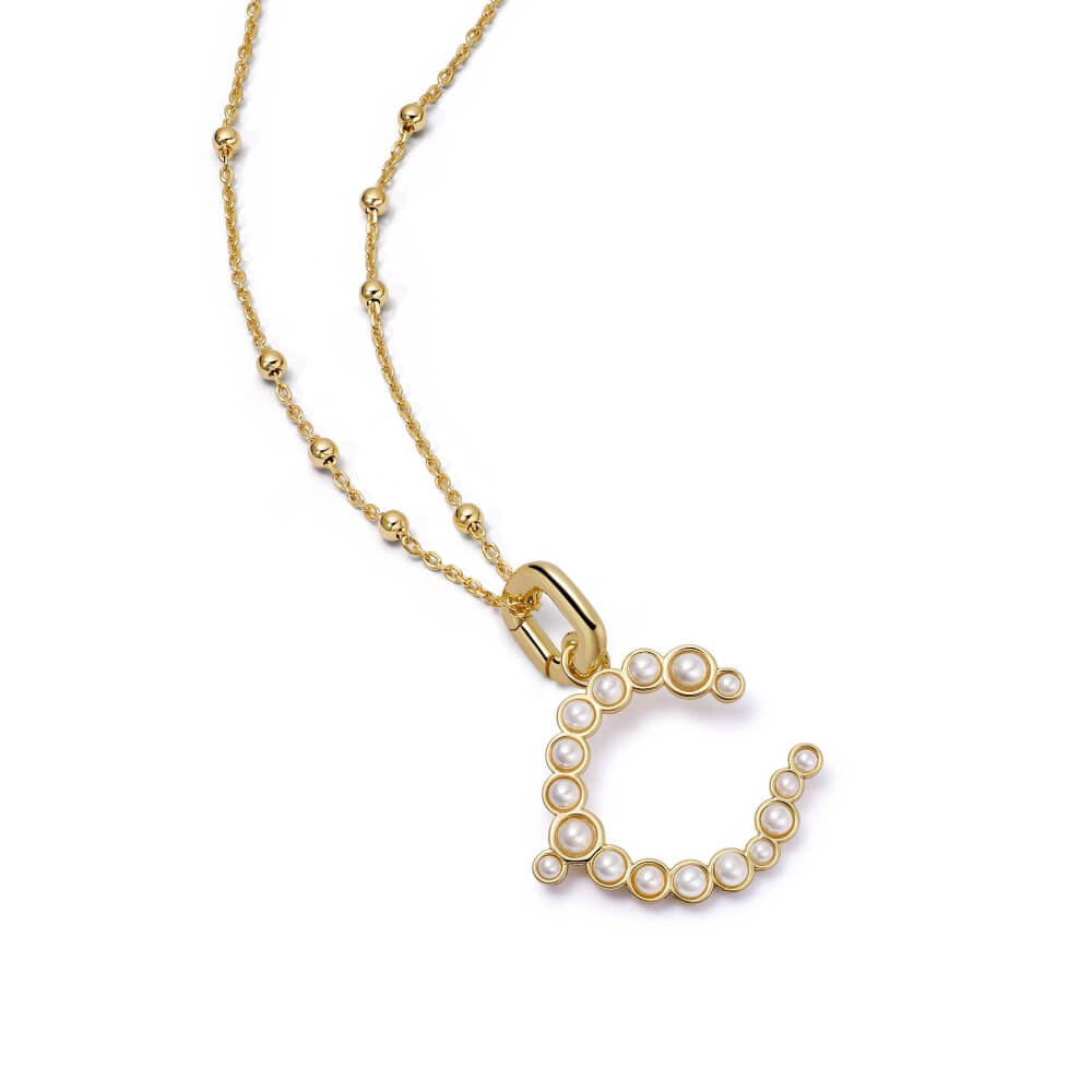 Daisy London 18ct Gold Plate Letter C Pearl Initial Charm Necklace - MococoDaisy LondonBN_CNecklaces