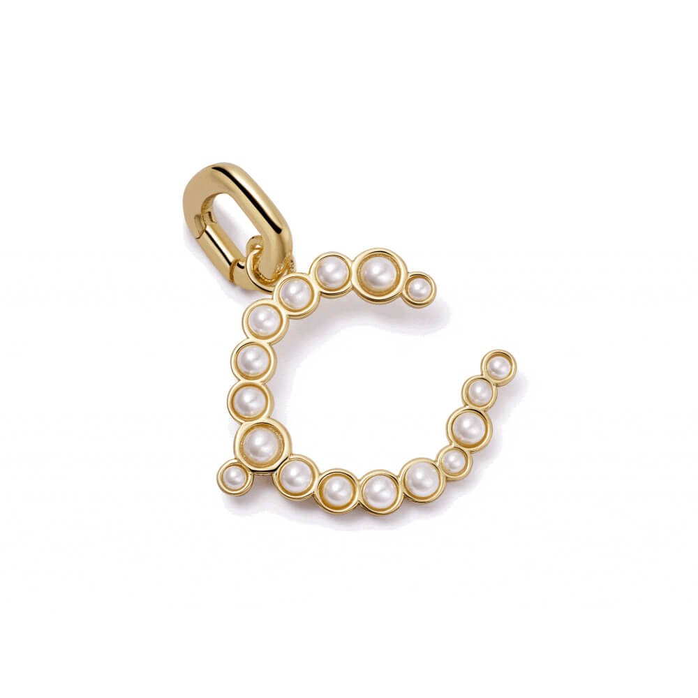 Daisy London 18ct Gold Plate Letter C Pearl Initial Charm Pendant - MococoDaisy LondonPBN_CCharms & Pendants