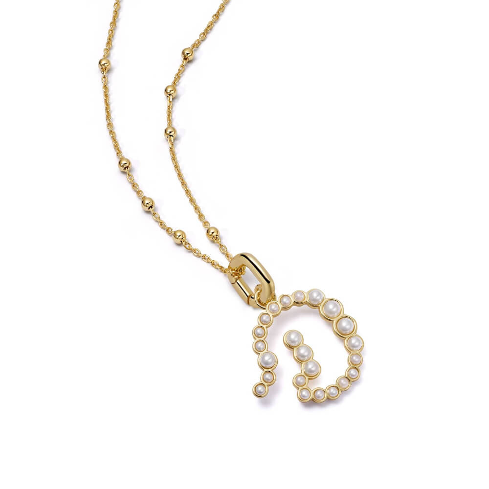 Daisy London 18ct Gold Plate Letter D Pearl Initial Charm Necklace - MococoDaisy LondonBN_DNecklaces