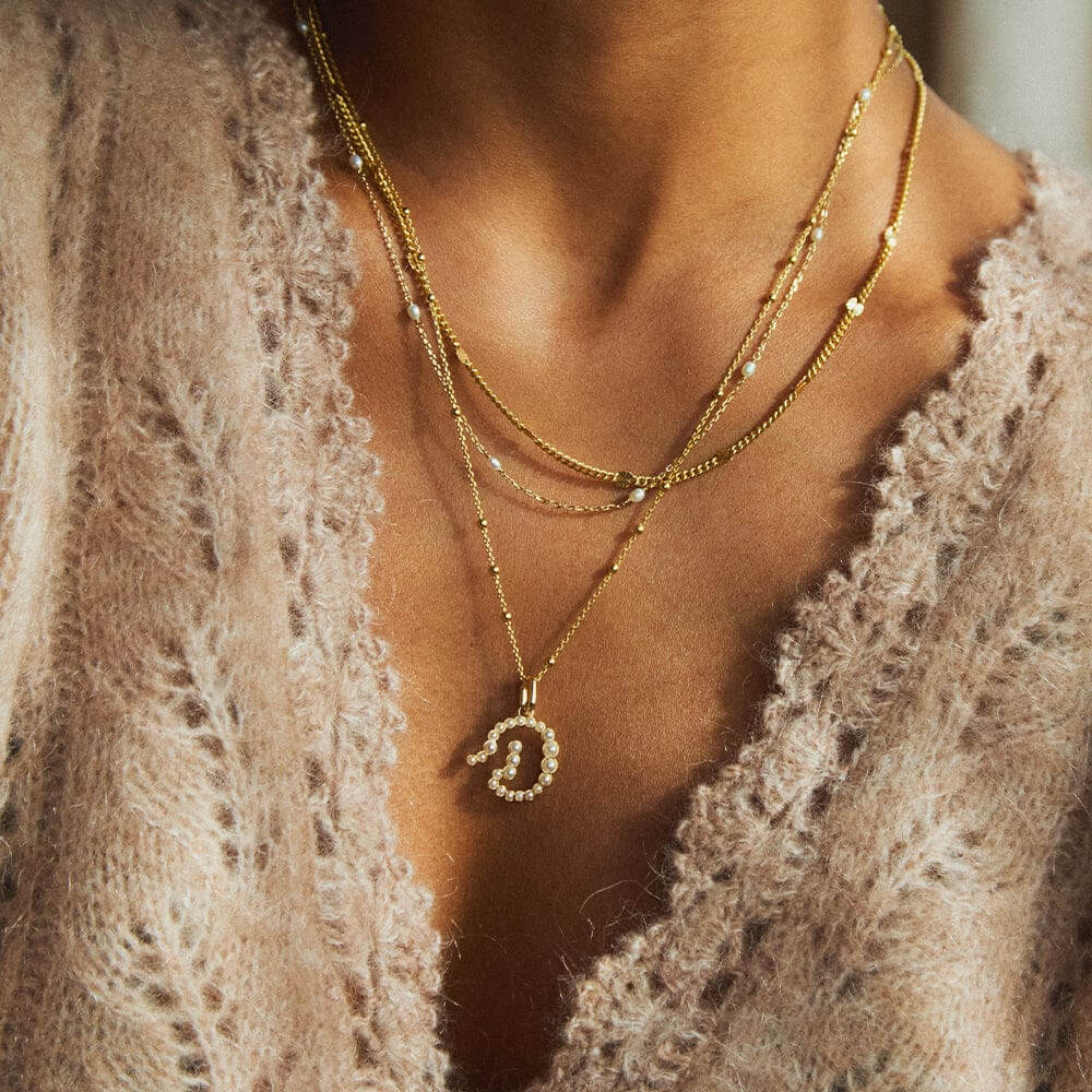 Daisy London 18ct Gold Plate Letter D Pearl Initial Charm Necklace - MococoDaisy LondonBN_DNecklaces