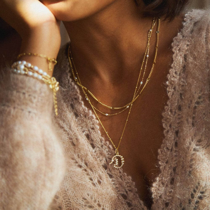 Daisy London 18ct Gold Plate Letter D Pearl Initial Charm Necklace - MococoDaisy LondonBN_DNecklaces