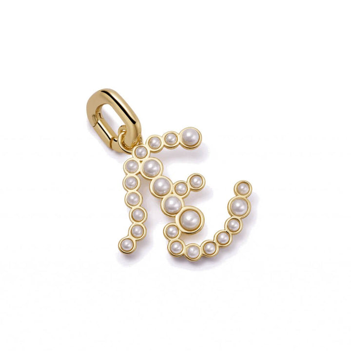Daisy London 18ct Gold Plate Letter E Pearl Initial Charm Pendant - MococoDaisy LondonPBN_E5056104136171Charms & Pendants