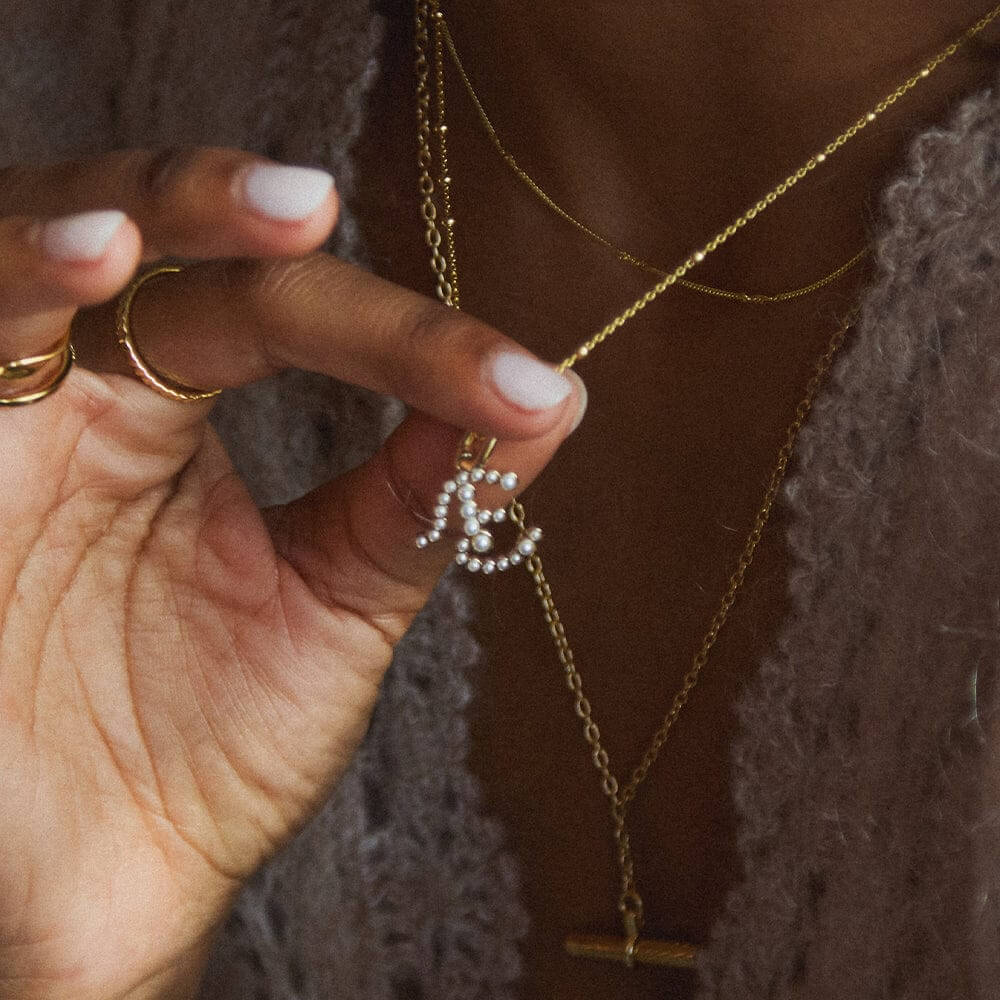 Daisy London 18ct Gold Plate Letter E Pearl Initial Charm Pendant - MococoDaisy LondonPBN_E5056104136171Charms & Pendants