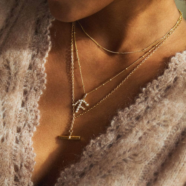 Daisy London 18ct Gold Plate Letter F Pearl Initial Charm Necklace - MococoDaisy LondonBN_FNecklaces