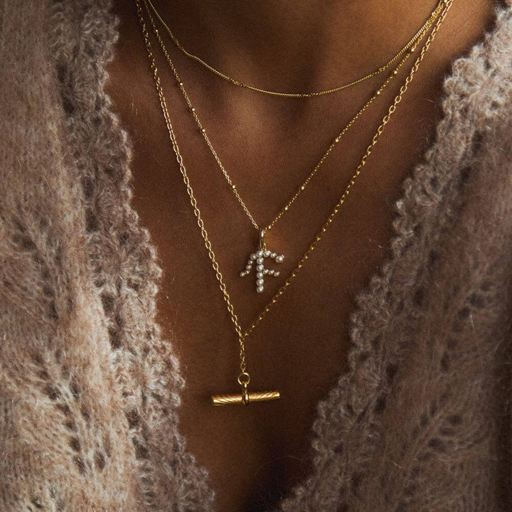 Daisy London 18ct Gold Plate Letter F Pearl Initial Charm Necklace - MococoDaisy LondonBN_FNecklaces