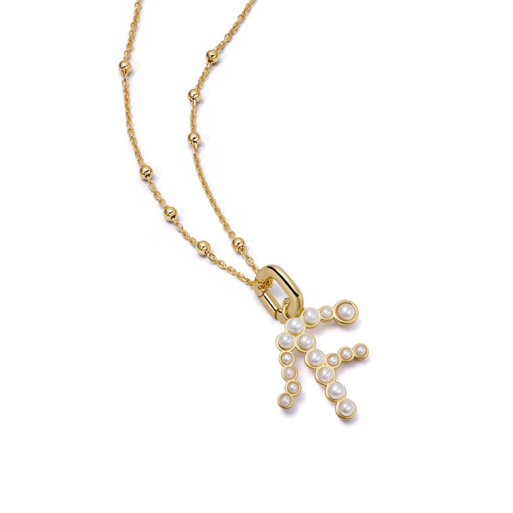Daisy London 18ct Gold Plate Letter F Pearl Initial Charm Necklace - MococoDaisy LondonBN_FNecklaces
