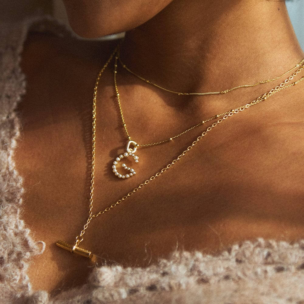 Daisy London 18ct Gold Plate Letter G Pearl Initial Charm Necklace - MococoDaisy LondonBN_GNecklaces