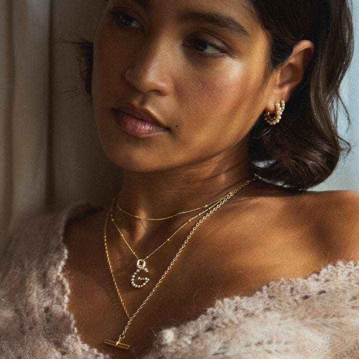 Daisy London 18ct Gold Plate Letter G Pearl Initial Charm Necklace - MococoDaisy LondonBN_GNecklaces