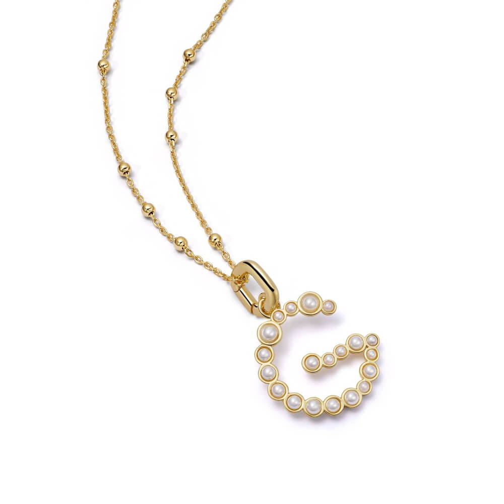 Daisy London 18ct Gold Plate Letter G Pearl Initial Charm Necklace - MococoDaisy LondonBN_GNecklaces