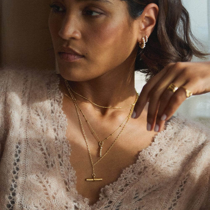 Daisy London 18ct Gold Plate Letter I Pearl Initial Charm Necklace - MococoDaisy LondonBN_INecklaces