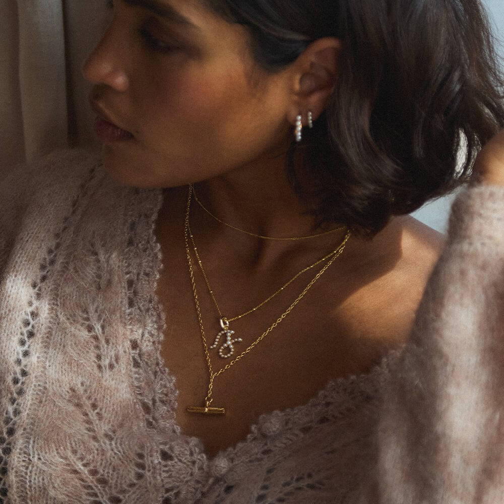 Daisy London 18ct Gold Plate Letter J Pearl Initial Charm Necklace - MococoDaisy LondonBN_JNecklaces