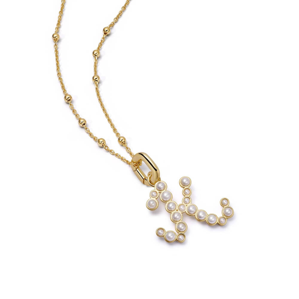 Daisy London 18ct Gold Plate Letter K Pearl Initial Charm Necklace - MococoDaisy LondonBN_KNecklaces