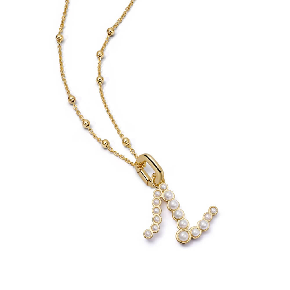 Daisy London 18ct Gold Plate Letter L Pearl Initial Charm Necklace - MococoDaisy LondonBN_LNecklaces