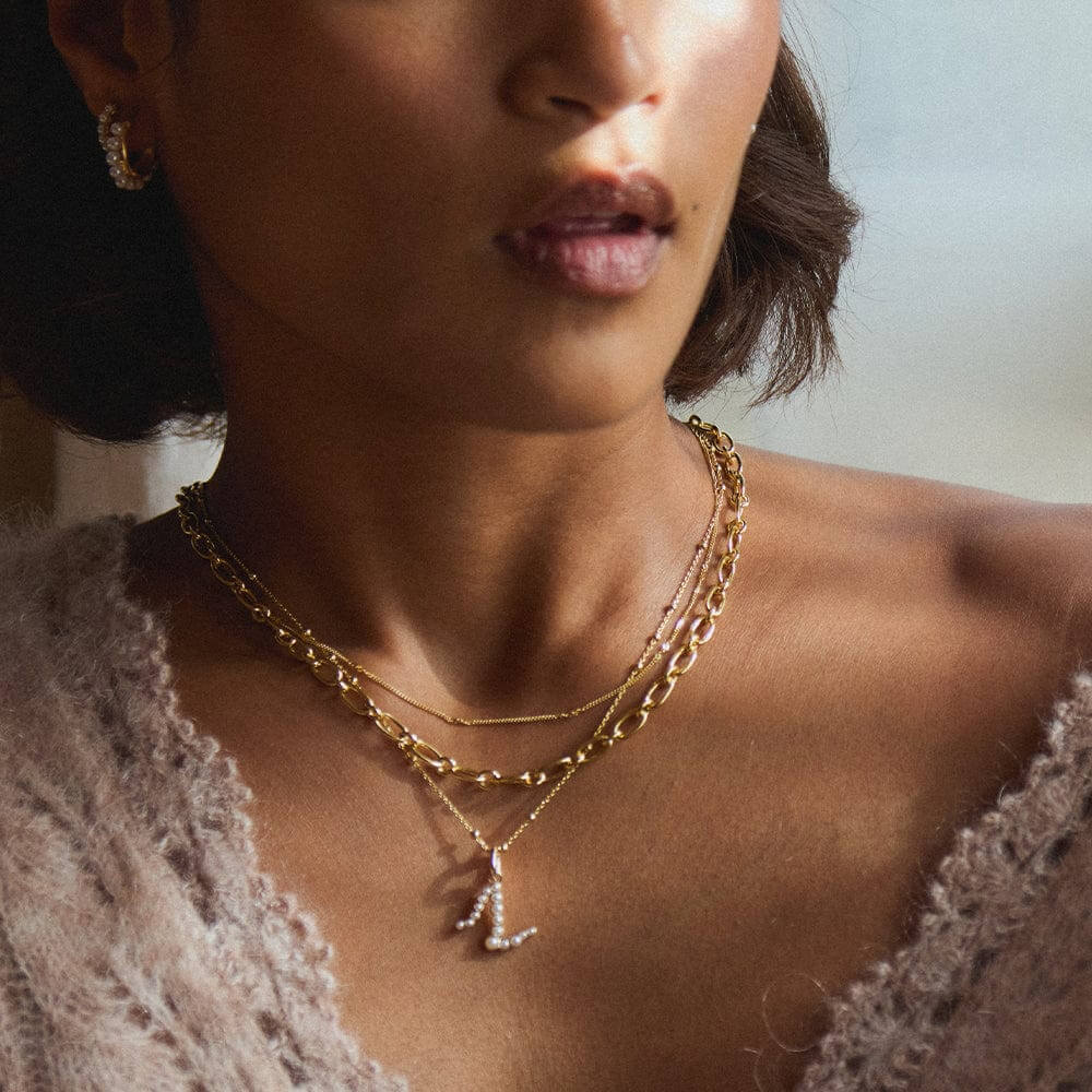Daisy London 18ct Gold Plate Letter L Pearl Initial Charm Necklace - MococoDaisy LondonBN_LNecklaces