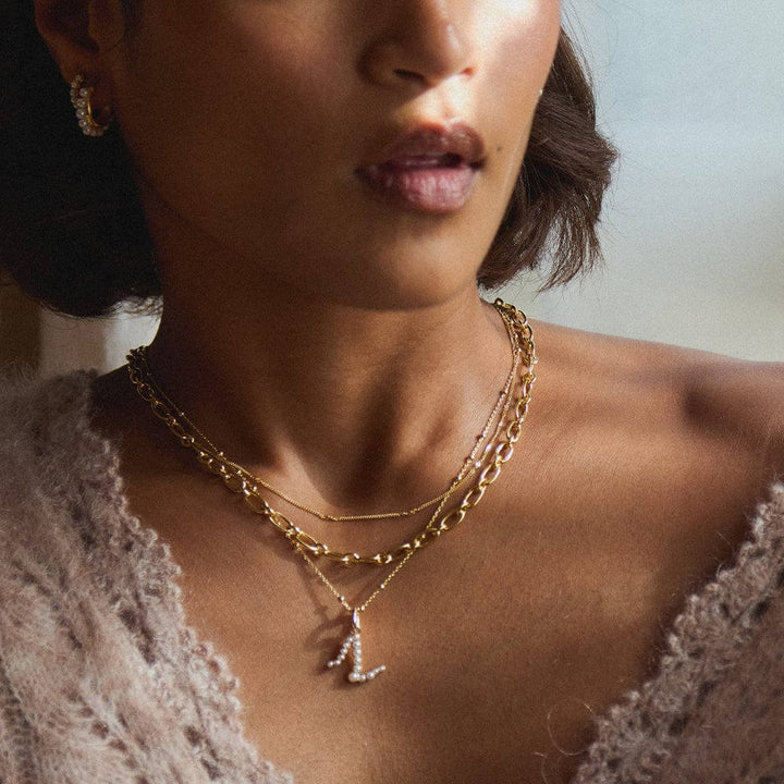 Daisy London 18ct Gold Plate Letter L Pearl Initial Charm Necklace - MococoDaisy LondonBN_LNecklaces