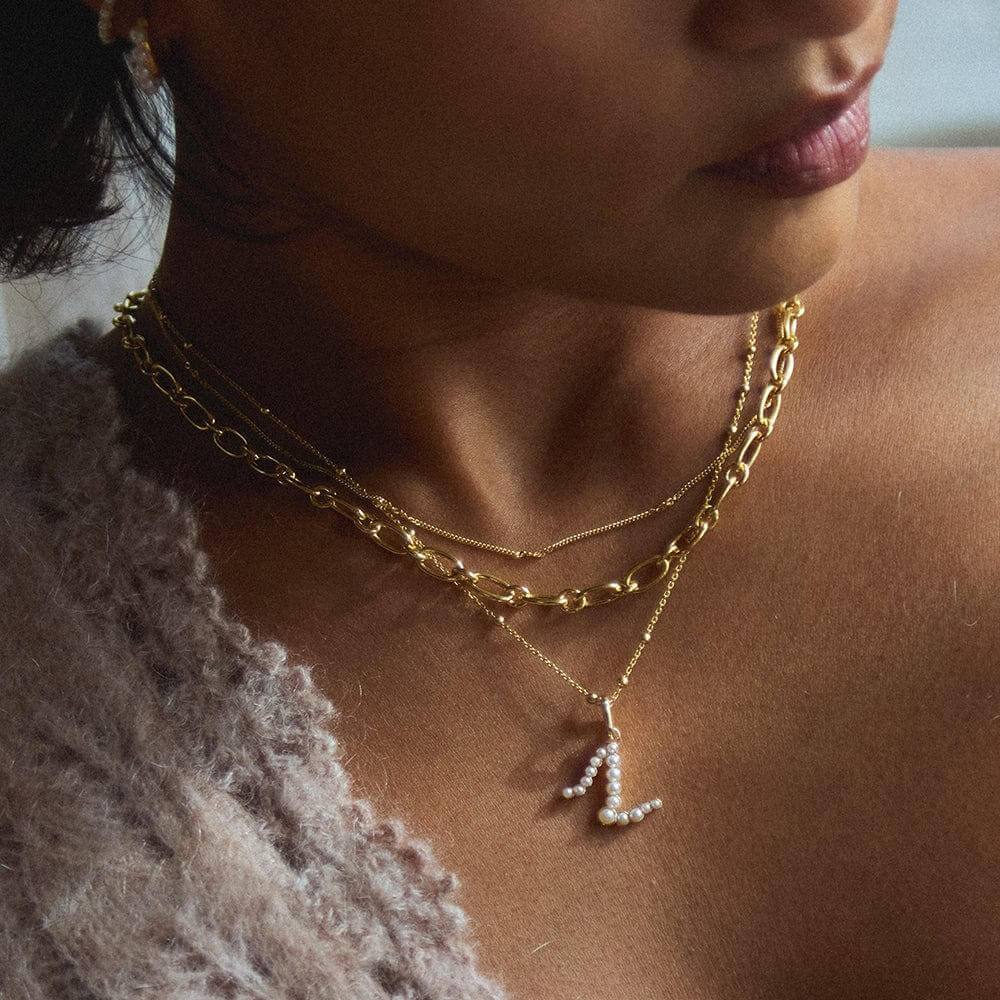 Daisy London 18ct Gold Plate Letter L Pearl Initial Charm Necklace - MococoDaisy LondonBN_LNecklaces