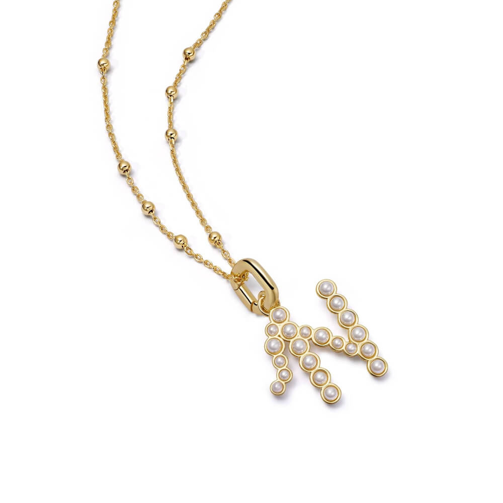 Daisy London 18ct Gold Plate Letter N Pearl Initial Charm Necklace - MococoDaisy LondonBN_NNecklaces