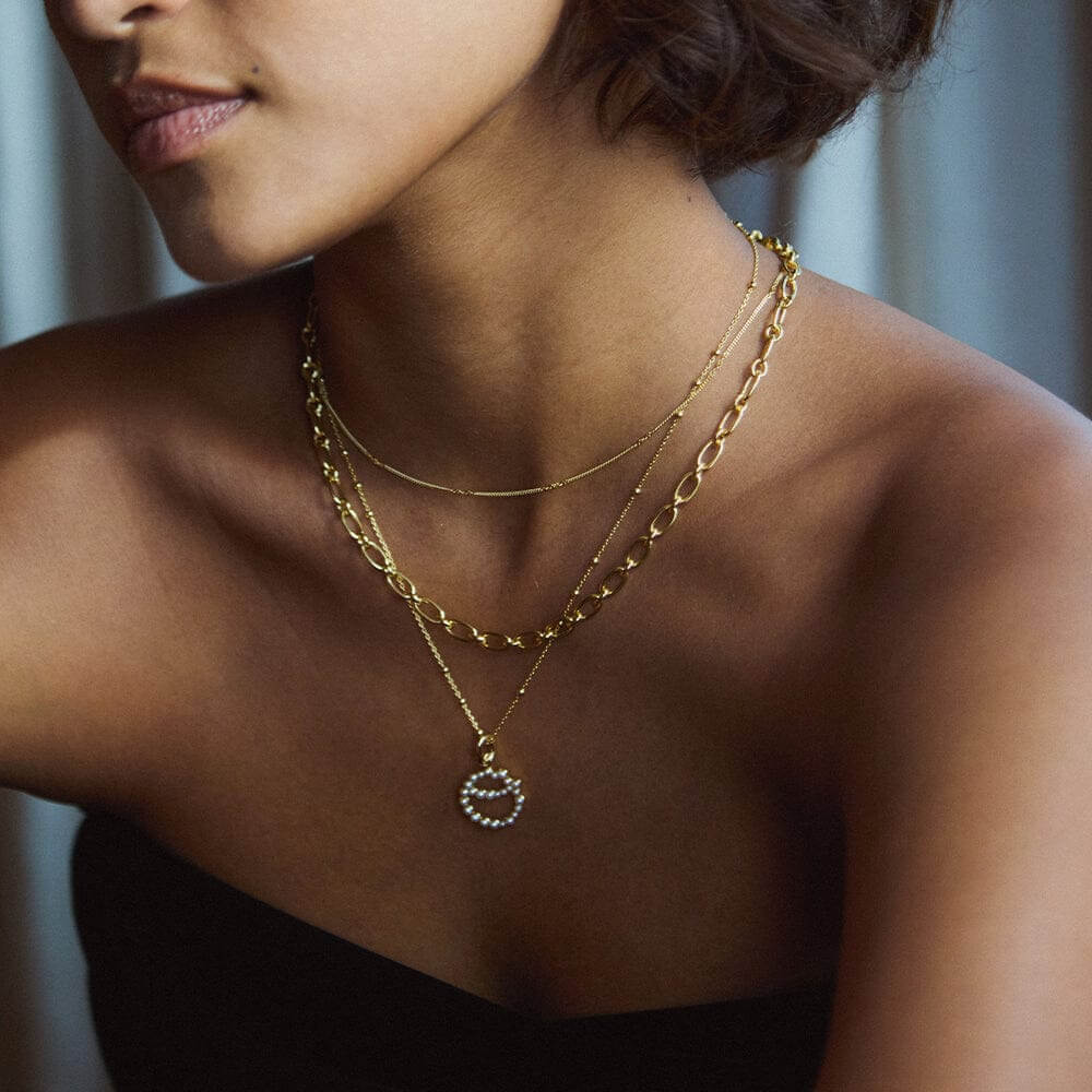 Daisy London 18ct Gold Plate Letter O Pearl Initial Charm Necklace - MococoDaisy LondonBN_ONecklaces
