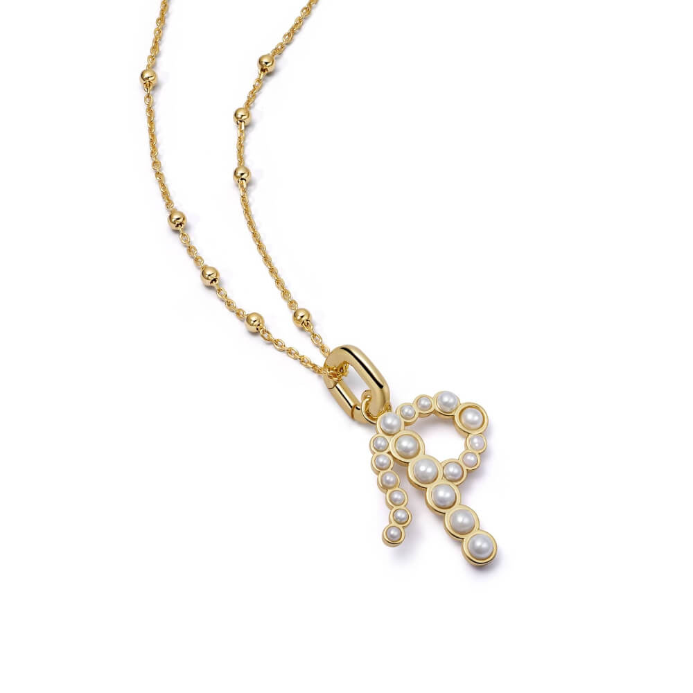 Daisy London 18ct Gold Plate Letter P Pearl Initial Charm Necklace - MococoDaisy LondonBN_PNecklaces