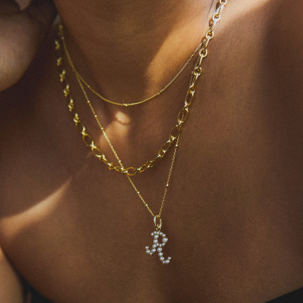 Daisy London 18ct Gold Plate Letter R Pearl Initial Charm Necklace - MococoDaisy LondonBN_RNecklaces