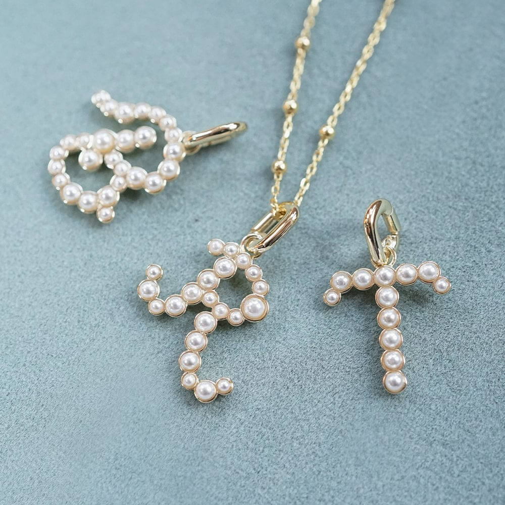 Daisy London 18ct Gold Plate Letter R Pearl Initial Charm Necklace - MococoDaisy LondonBN_RNecklaces