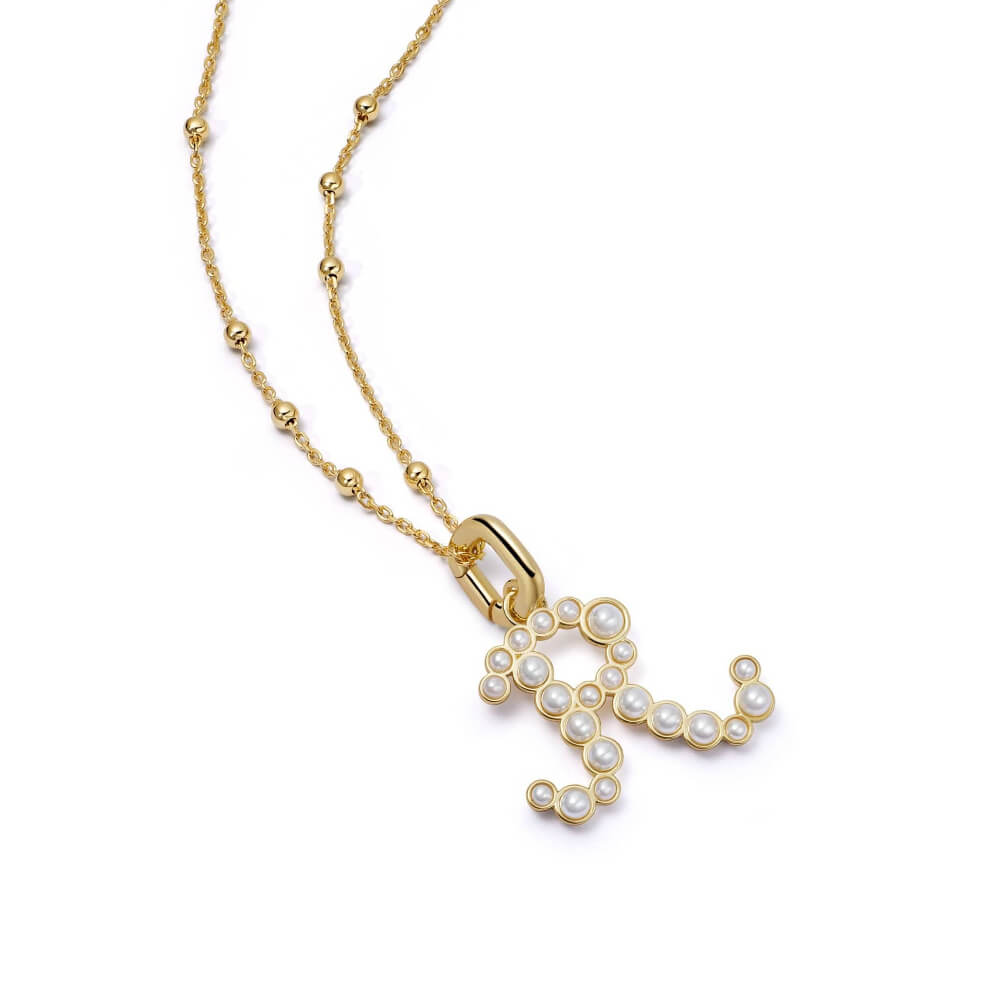 Daisy London 18ct Gold Plate Letter R Pearl Initial Charm Necklace - MococoDaisy LondonBN_RNecklaces